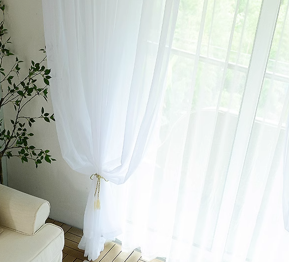 White Sand Window Curtain Transparent Sheer Curtains