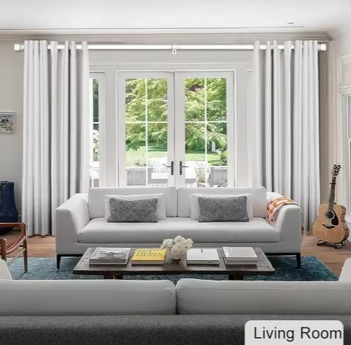 Curtain Rods for Windows 144 Inches Adjustable Length 1 Inch Diameter, Window Curtain Rod White