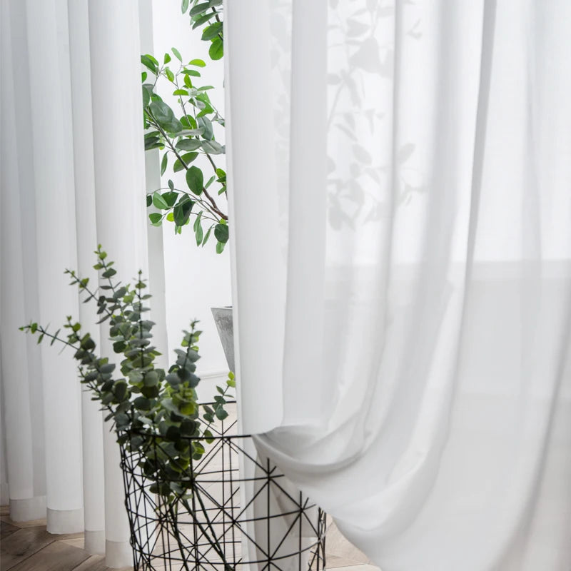 Curtains Sheer Soft Snow Pure White Window Treatment Wave Curtains White Curtain