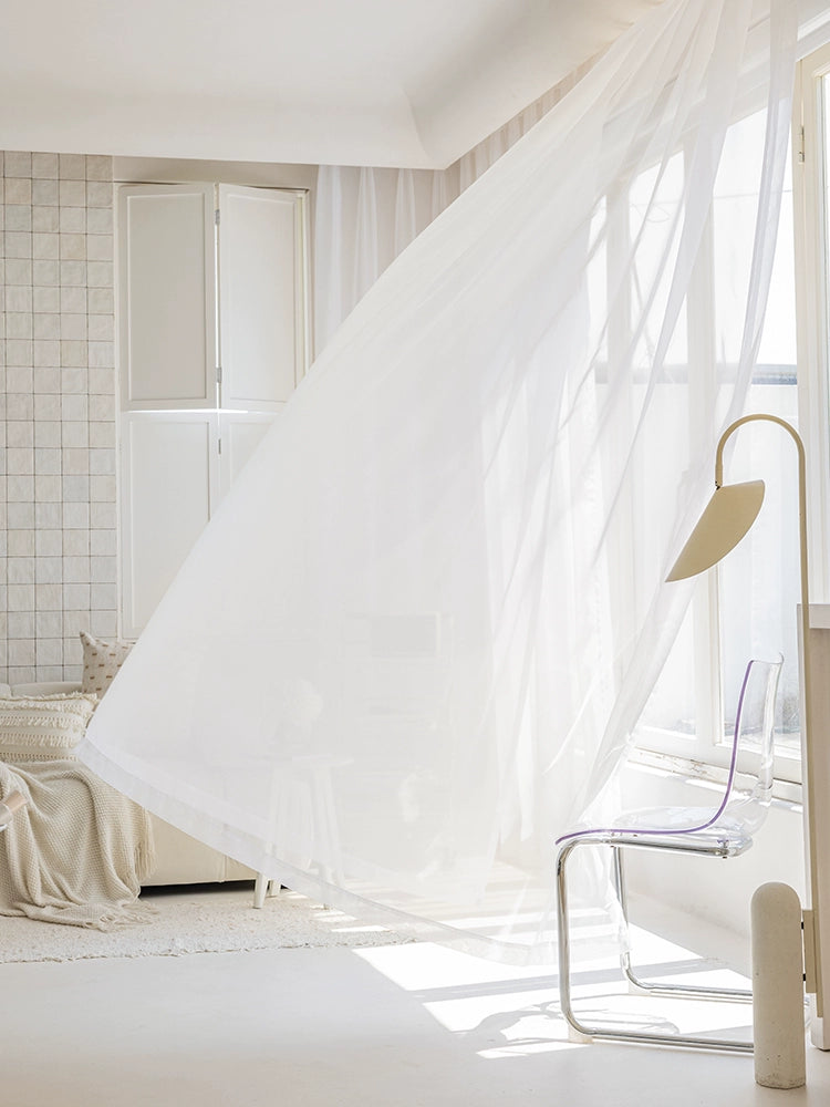White Sand Window Curtain Transparent Sheer Curtains