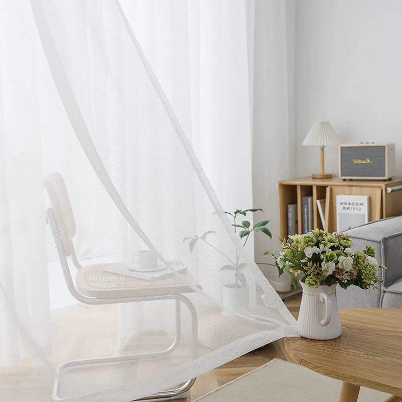 White Sand Window Curtain Transparent Sheer Curtains