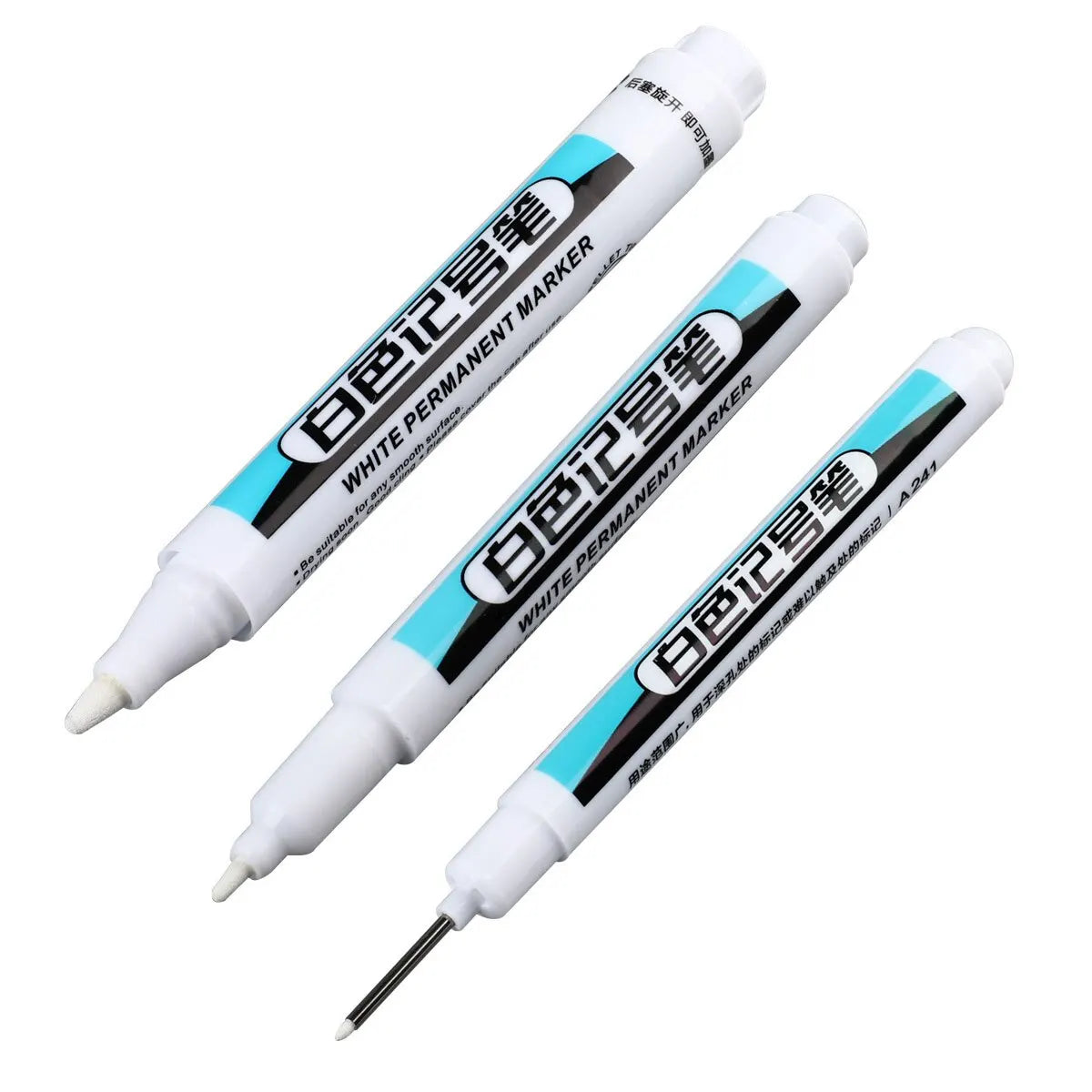 White Permanent Marker 0.7/1.0/2.5MM White Pens Paint Markers Art Supplies Acrylic Markers
