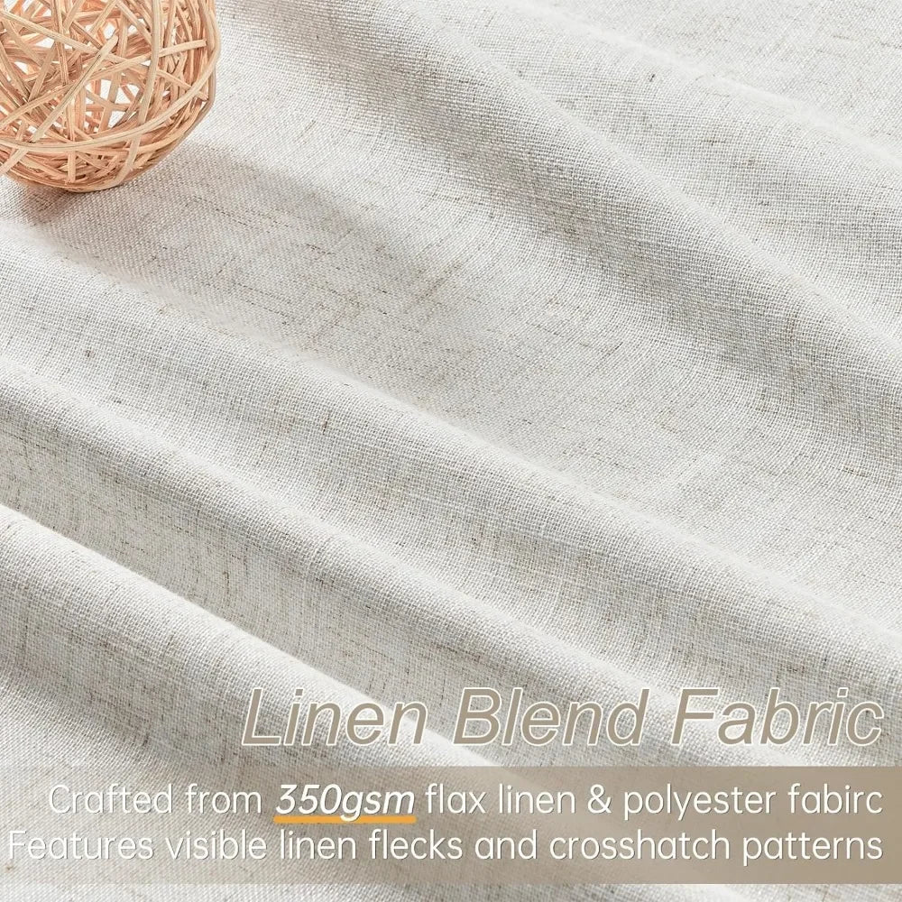 Blackout Curtains Pleated Curtains 96 Inch Long, 100% Blackout Natural Linen Curtains Pinch Pleats Drapes 2 Panel Linen Blackout Drapes