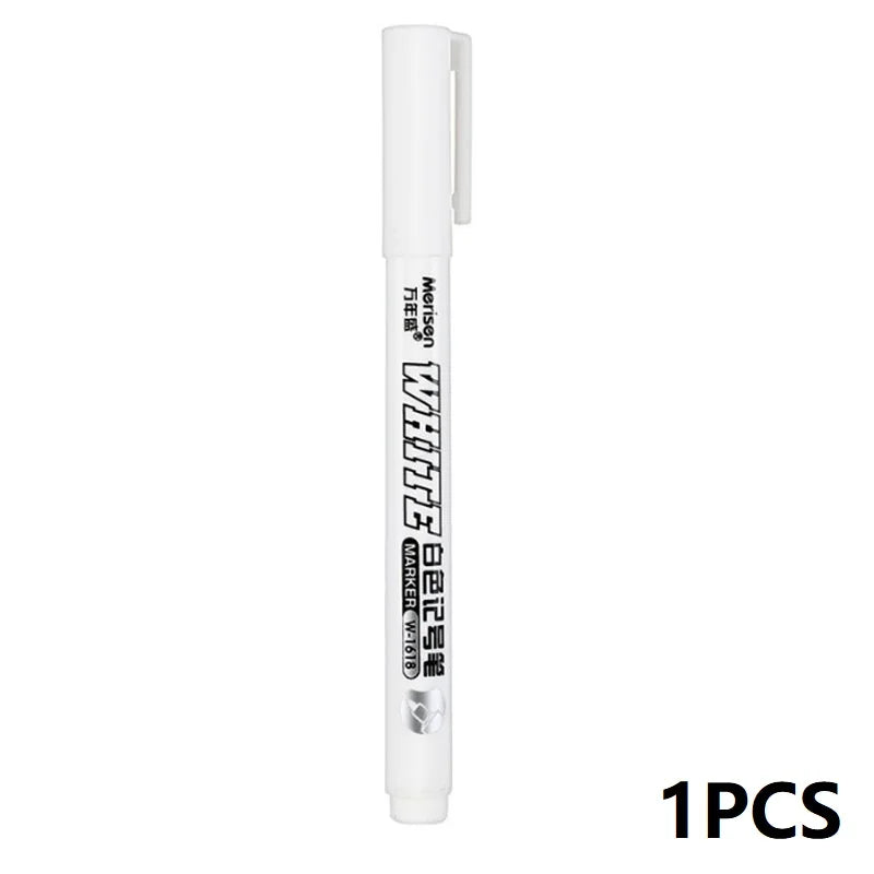 White Pen Waterproof Metal Marker Permanent White 2PCS Pens Paint Pen Art Pens Fabric Wood Leather Markers