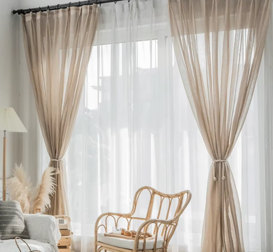 Curtains Light Sheer Window Drapes Brown Sheer