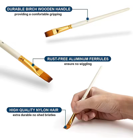 Paint Brushes Set 10Pcs Nylon Hair Brush for Acrylic Painting Oil Paint Watercolor Paint Artistic Brush Art Supplies Various Brushes Set