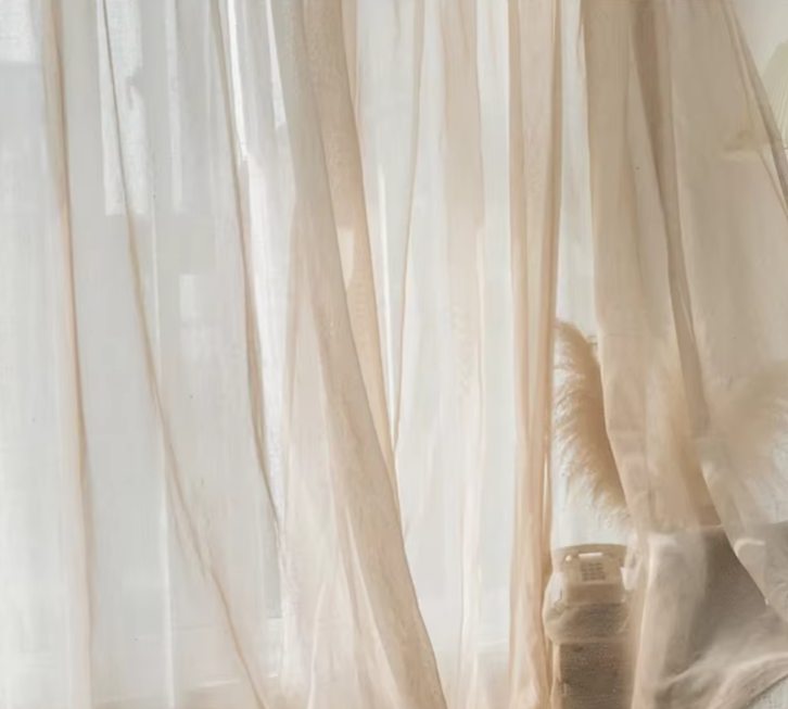 Curtains Light Sheer Window Drapes Brown Sheer