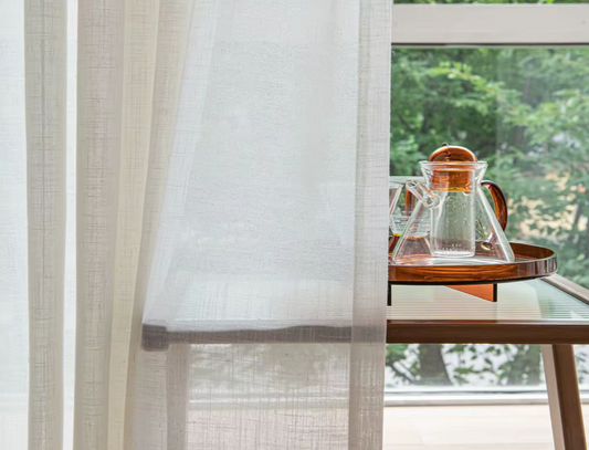 Modern sheer Curtain Linen White Sheer European Style Window Curtains