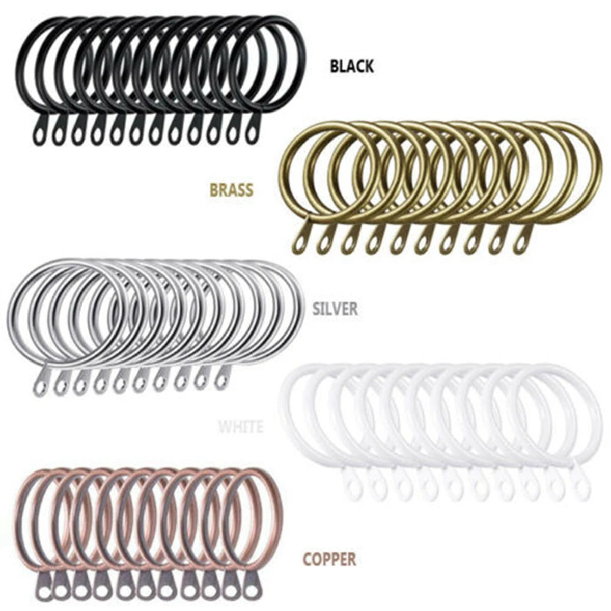 Curtain Rings Metal Curtain Rings Hanging Hooks for Curtains Rods Pole Heavy Duty Rings Inner dia. 30 mm /1.2 inch