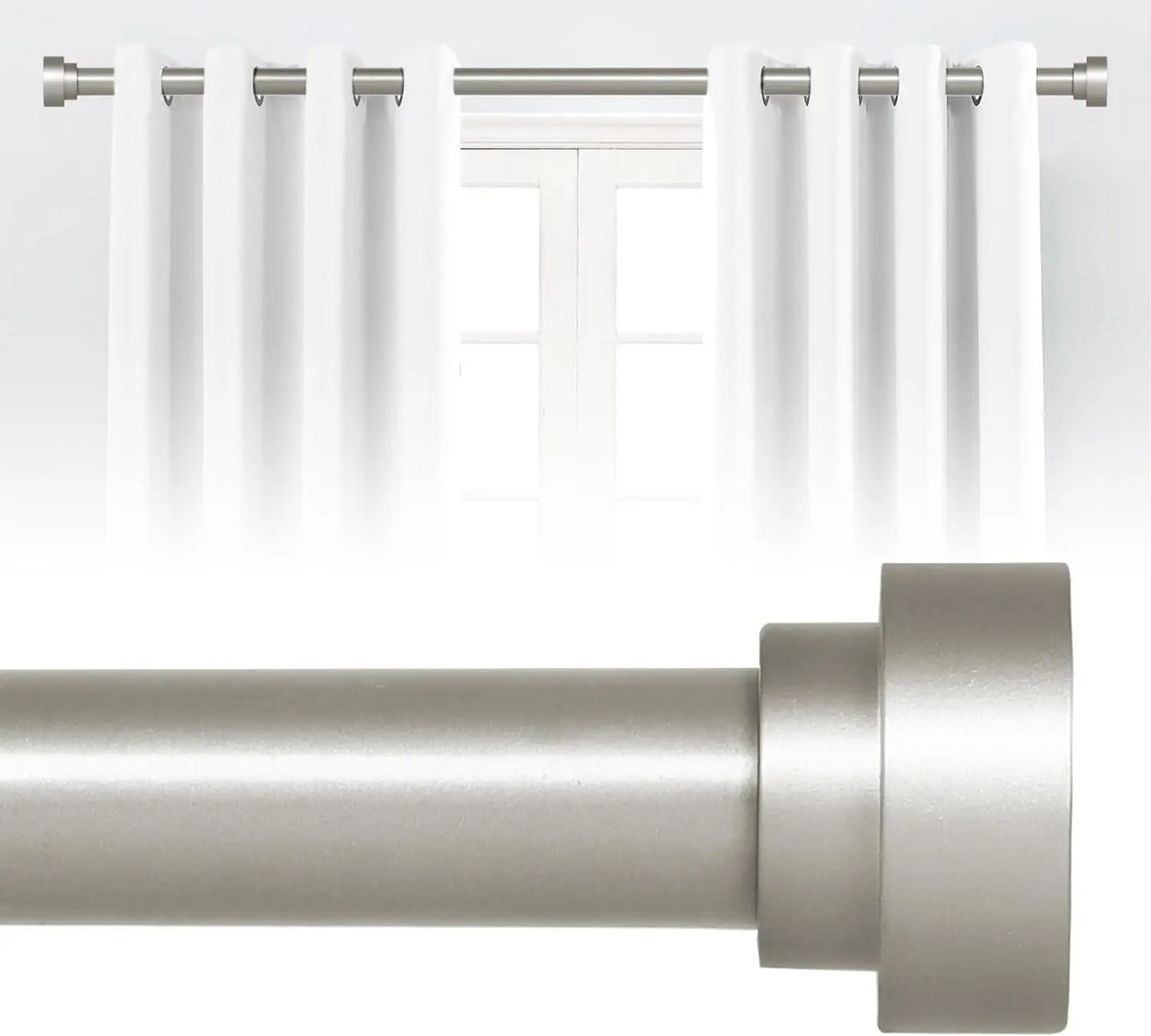 Curtain rod，1‘’Diameter Heavy Duty Curtain Rods, Silver Curtains Rods.