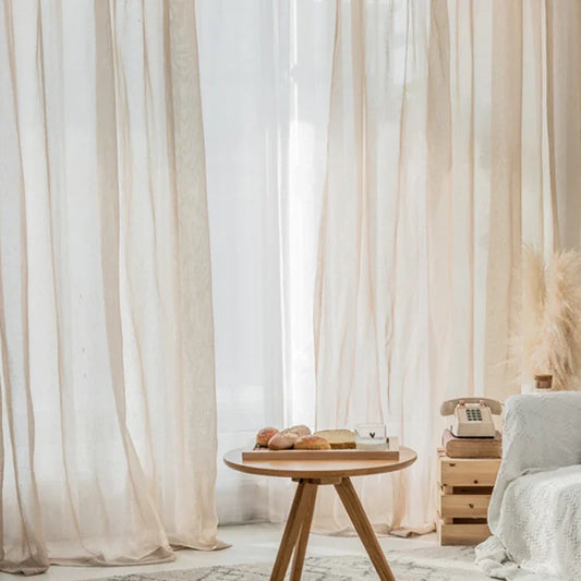 Curtains Light Sheer  Window Drapes Brown Sheer