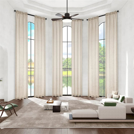 Long Curtains Linen Tick Sheer Over 3m Curtains Custom Drapes Long High Ceiling Curtain