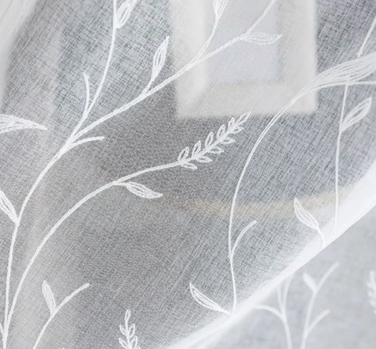 White Sheer Curtain with Embroidery Custom Curtains