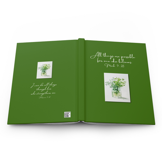 Home Decor Set Hurb Green Color Floral Decor Hardcover Journal Matte Diary Notebook Table Decor